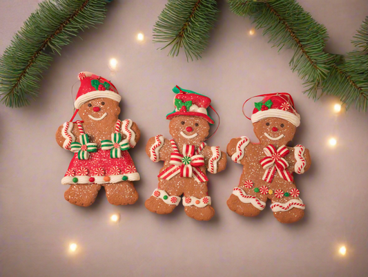 Christmas Hat Gingerbread People Ornaments