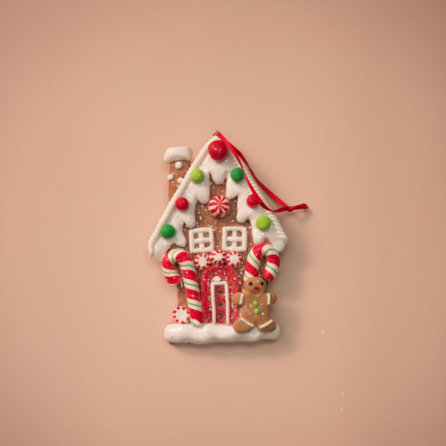 Flat Gingerbread House Ornaments with Candy Accents
