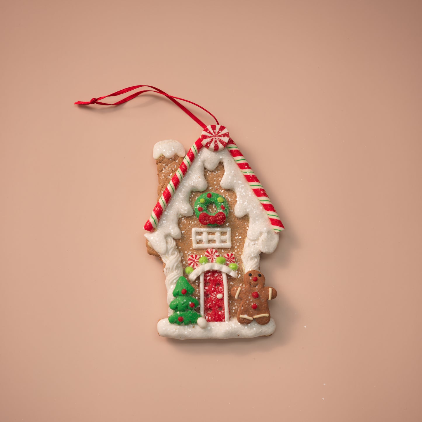Flat Gingerbread House Ornaments with Candy Accents