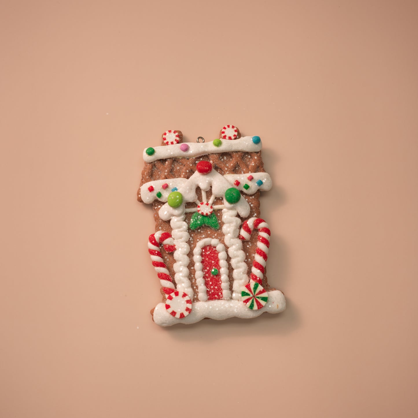 Flat Gingerbread House Ornaments with Santa & Candy Accents