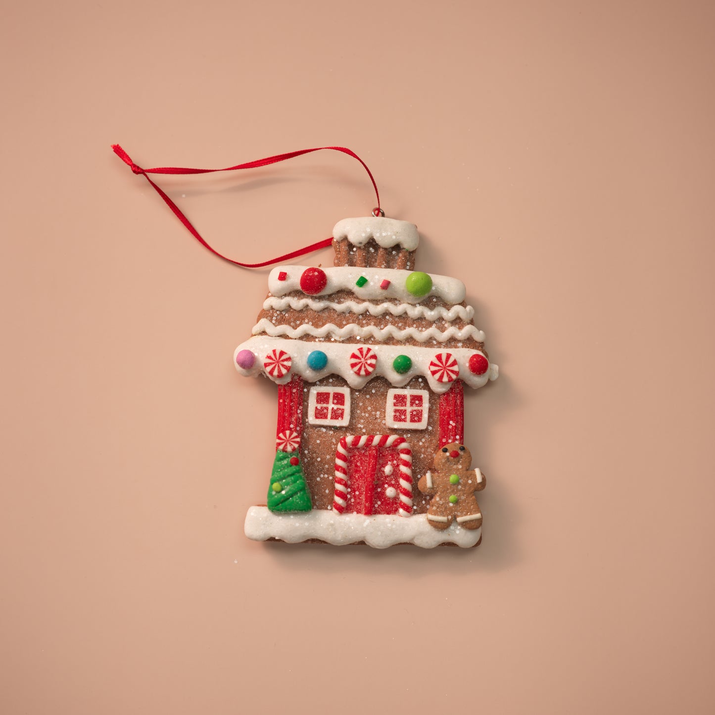 Flat Gingerbread House Ornaments with Santa & Candy Accents