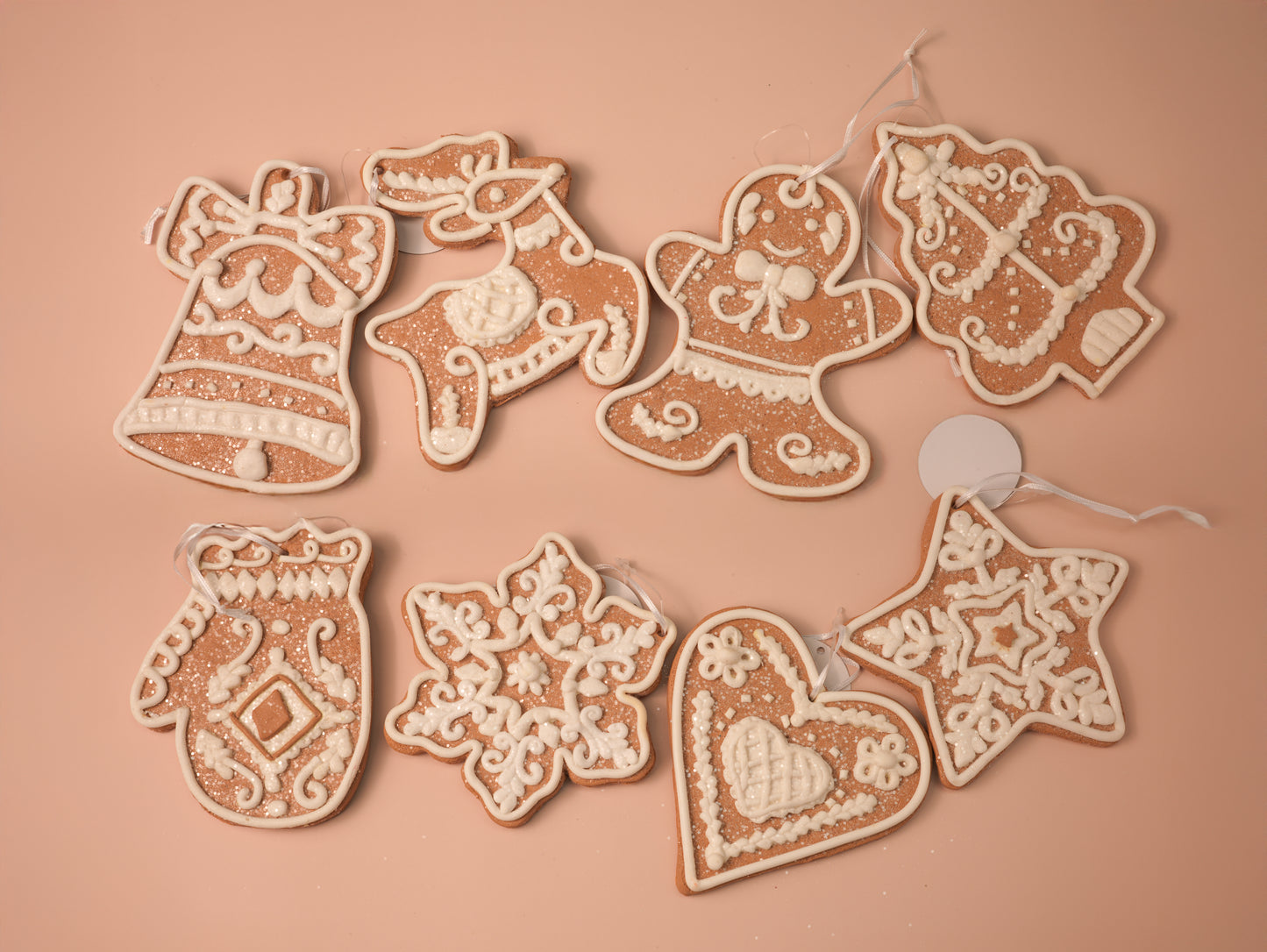 White Iced Gingerbread Cookie Ornaments