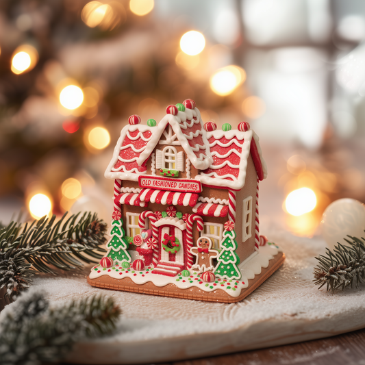 Candy Shop Gingerbread House Light-Up Decor