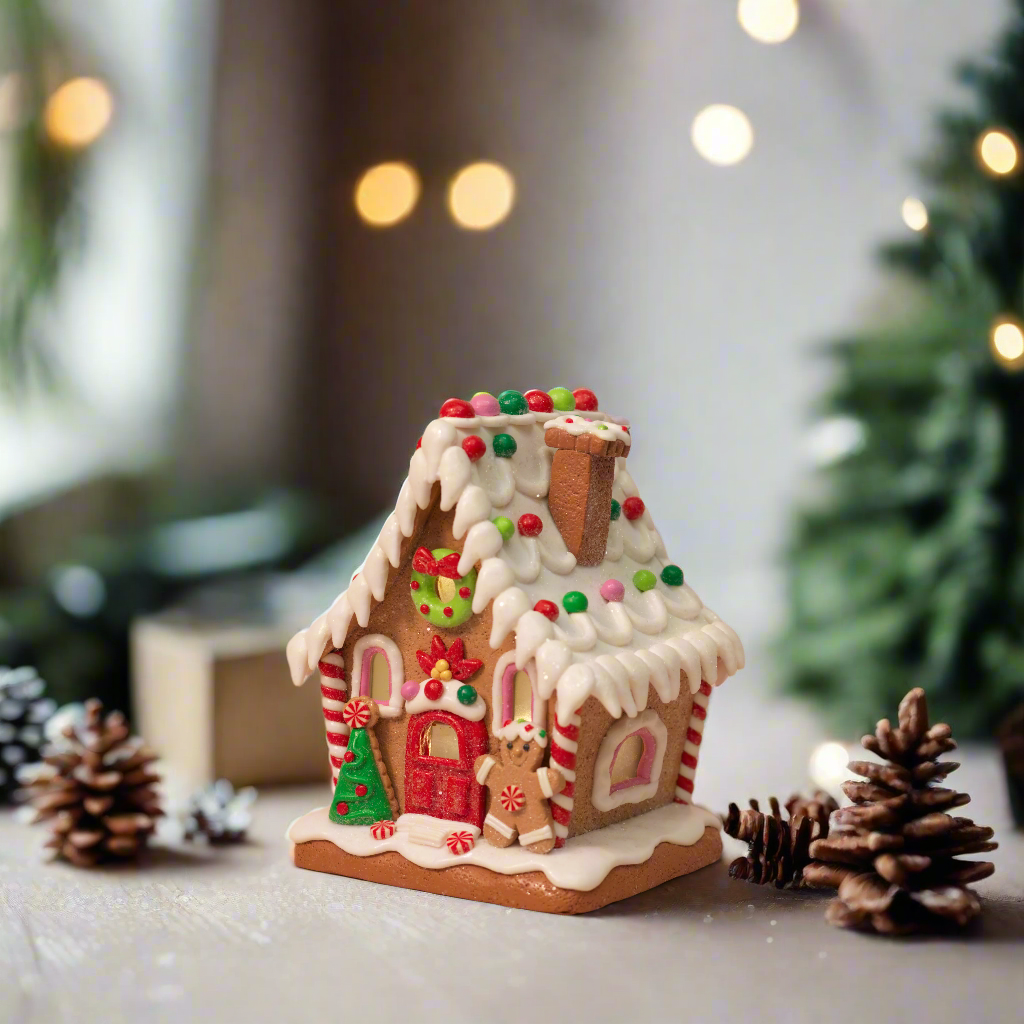 Santa & Gingerbread Light-Up Houses