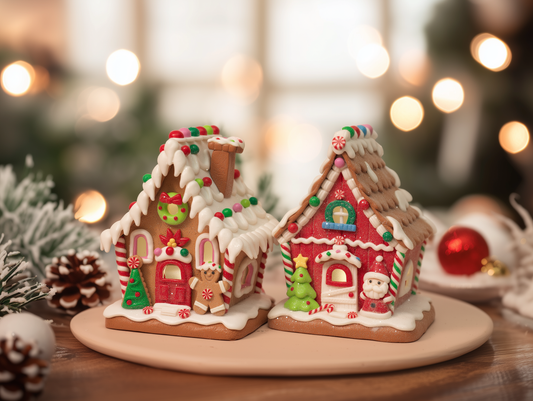 Santa & Gingerbread Light-Up Houses