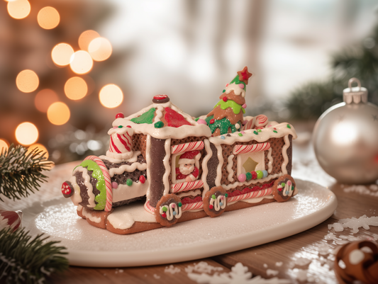 Light-Up Gingerbread Christmas Train