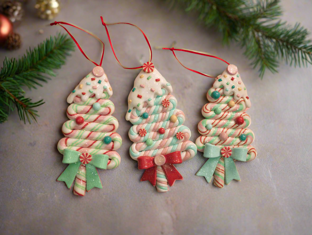 Frosted Candy Christmas Tree Ornaments