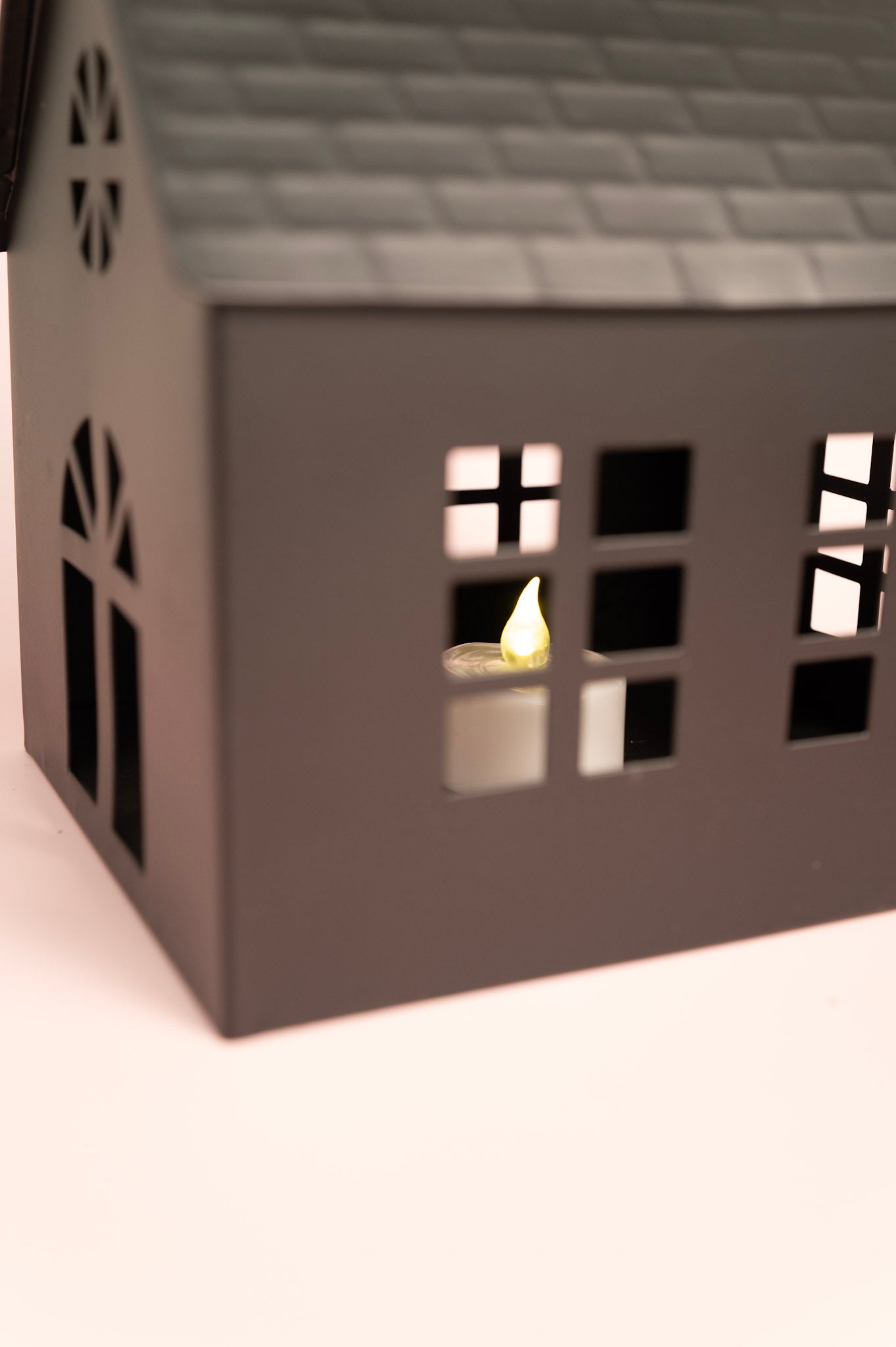 Black Metal Light-Up Church House