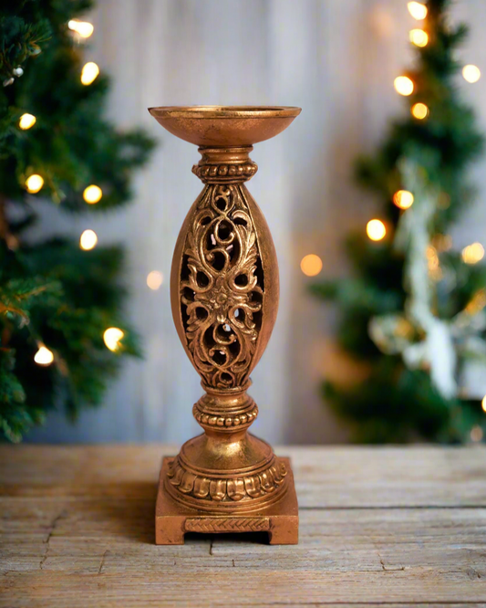 Antique Gold Resin Candle Holder