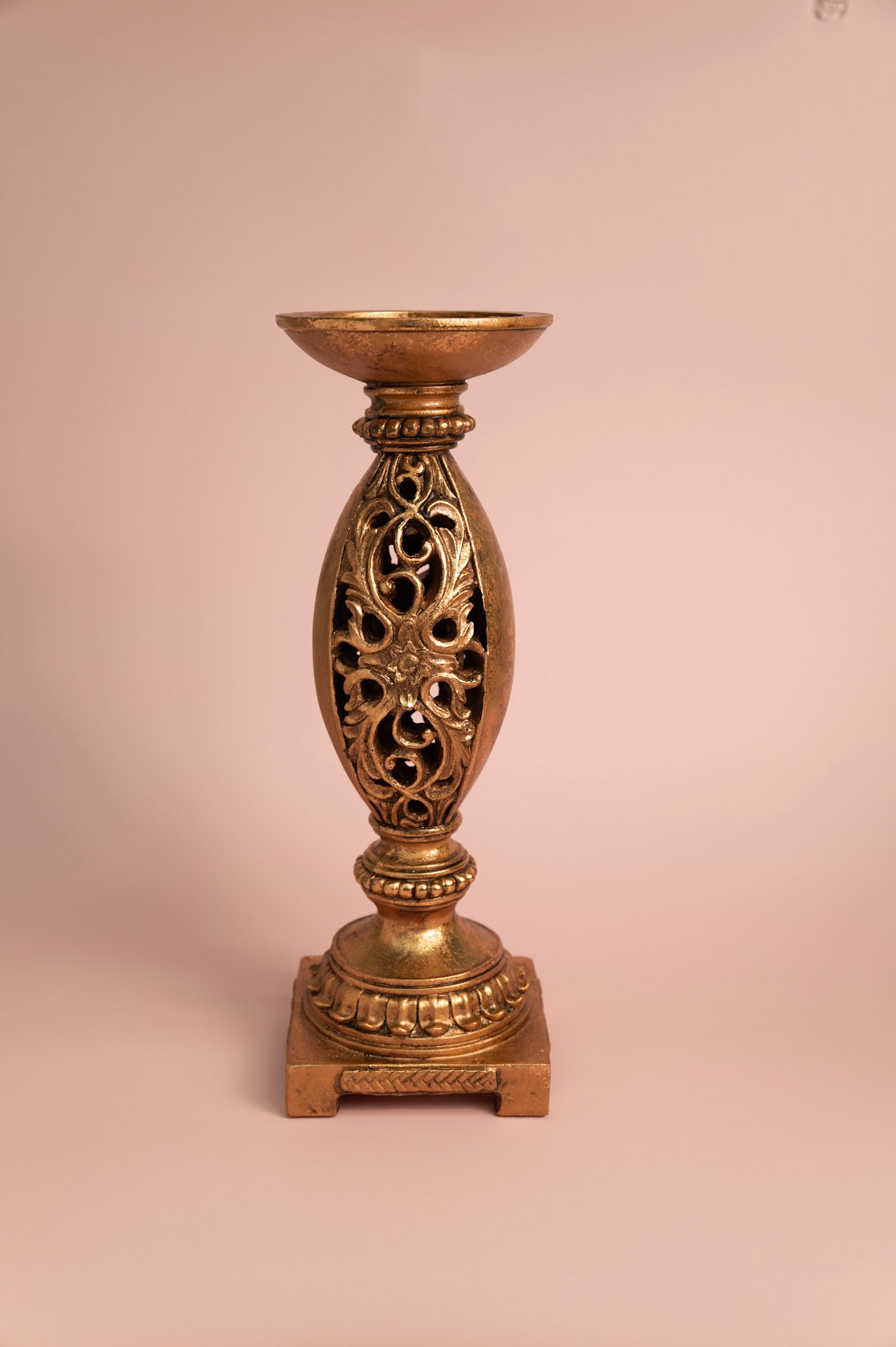 Antique Gold Resin Candle Holder