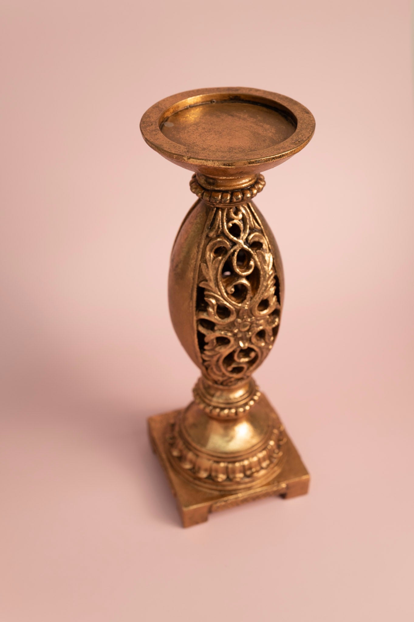Antique Gold Resin Candle Holder