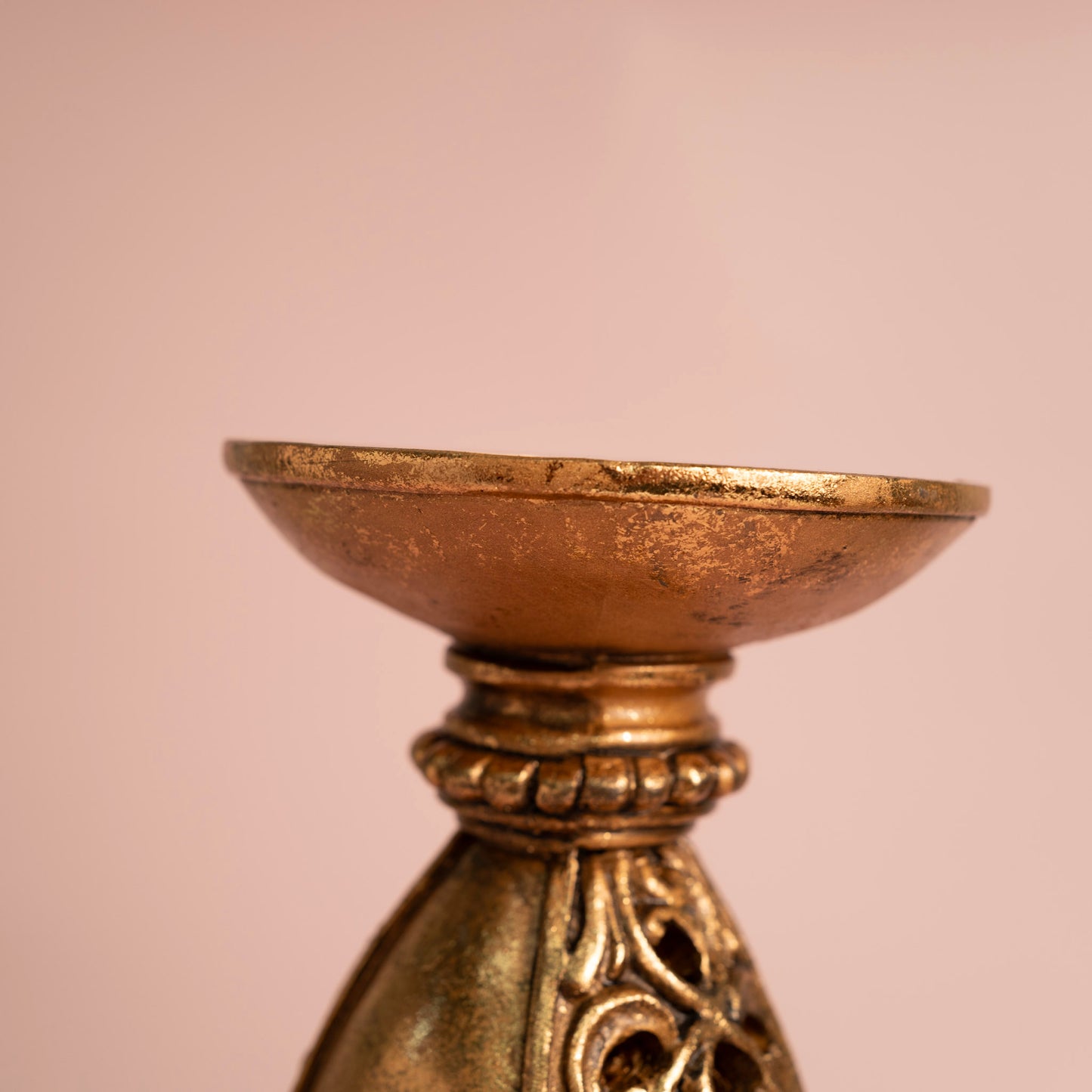 Antique Gold Resin Candle Holder
