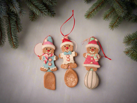 Gingerbread Pastel Kitchen Tool Ornaments