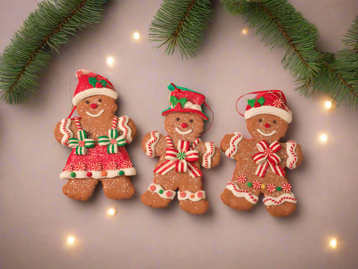 Christmas Hat Gingerbread People Ornaments