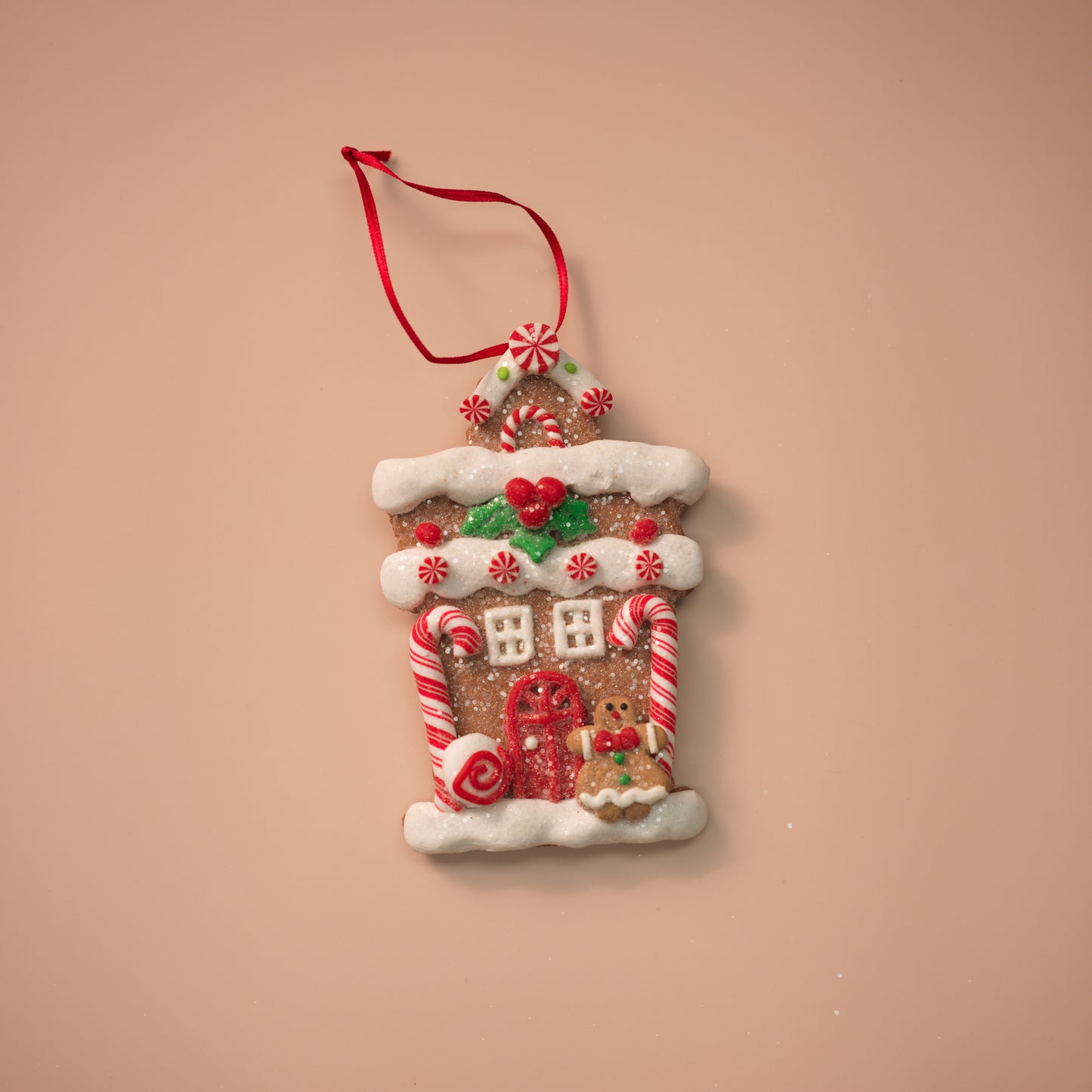 Flat Gingerbread House Ornaments with Candy Accents