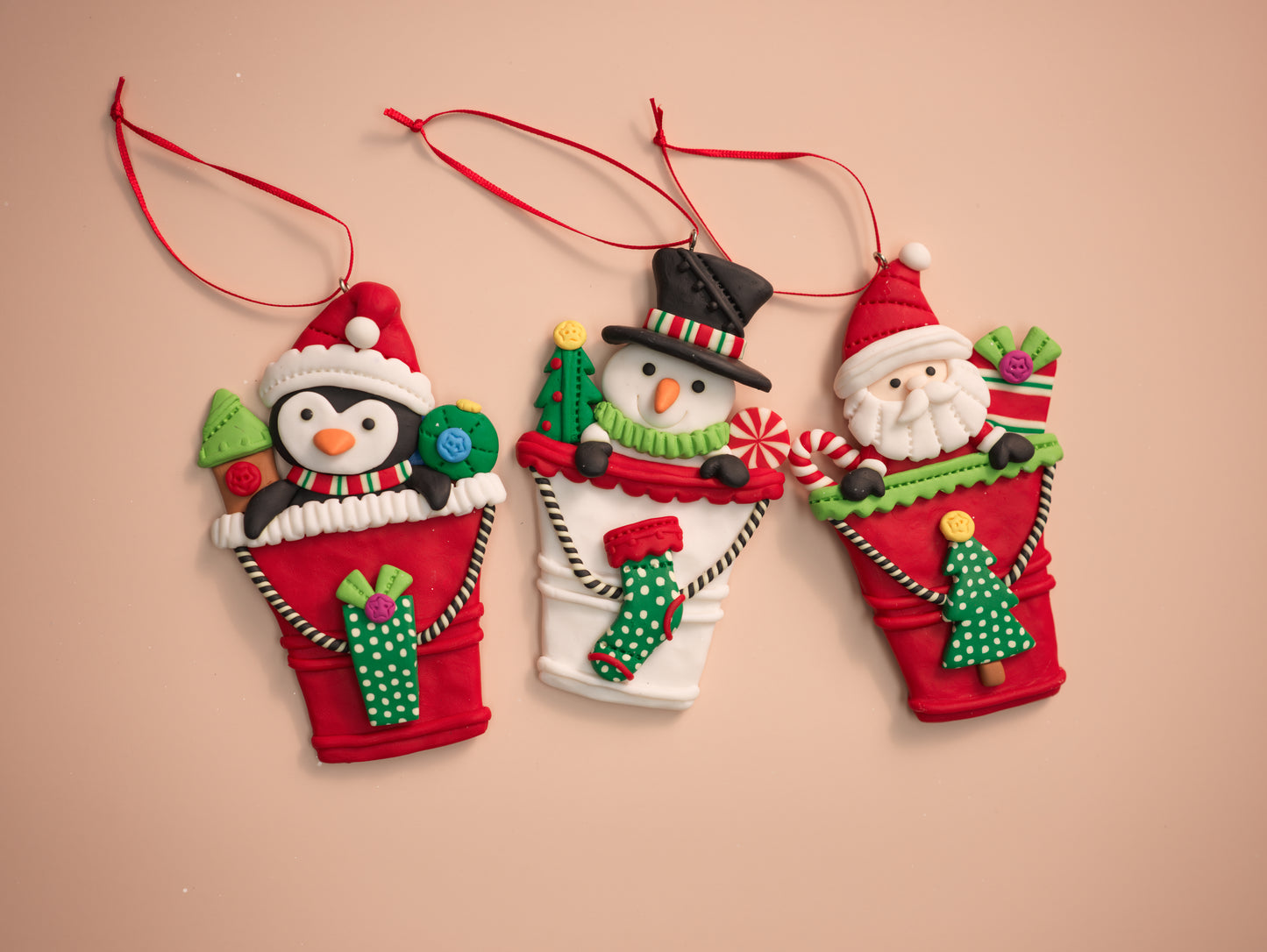 Christmas Character Bucket Ornaments