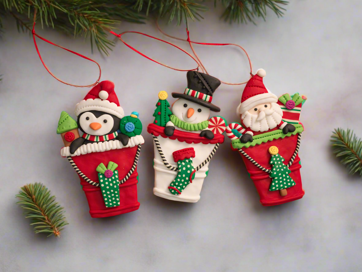 Christmas Character Bucket Ornaments