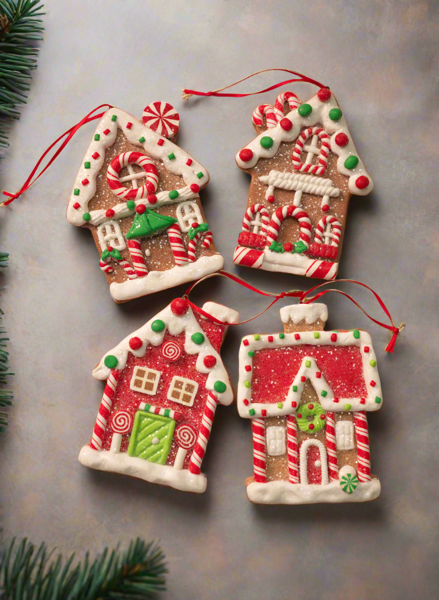 Gingerbread Candy House Flat Ornaments