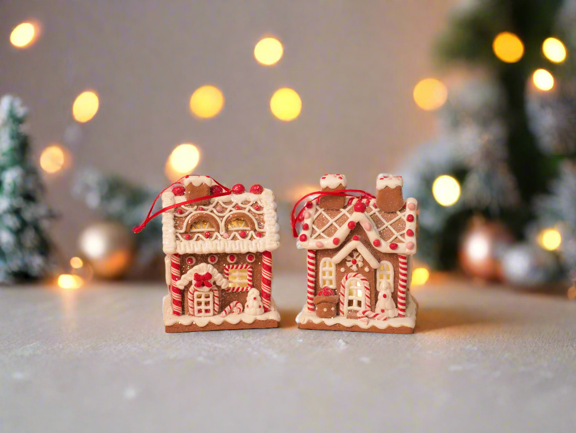 Light-up Gingerbread House Ornaments