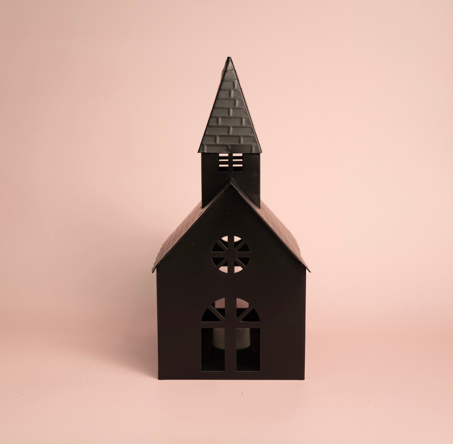 Black Metal Light-Up Church House