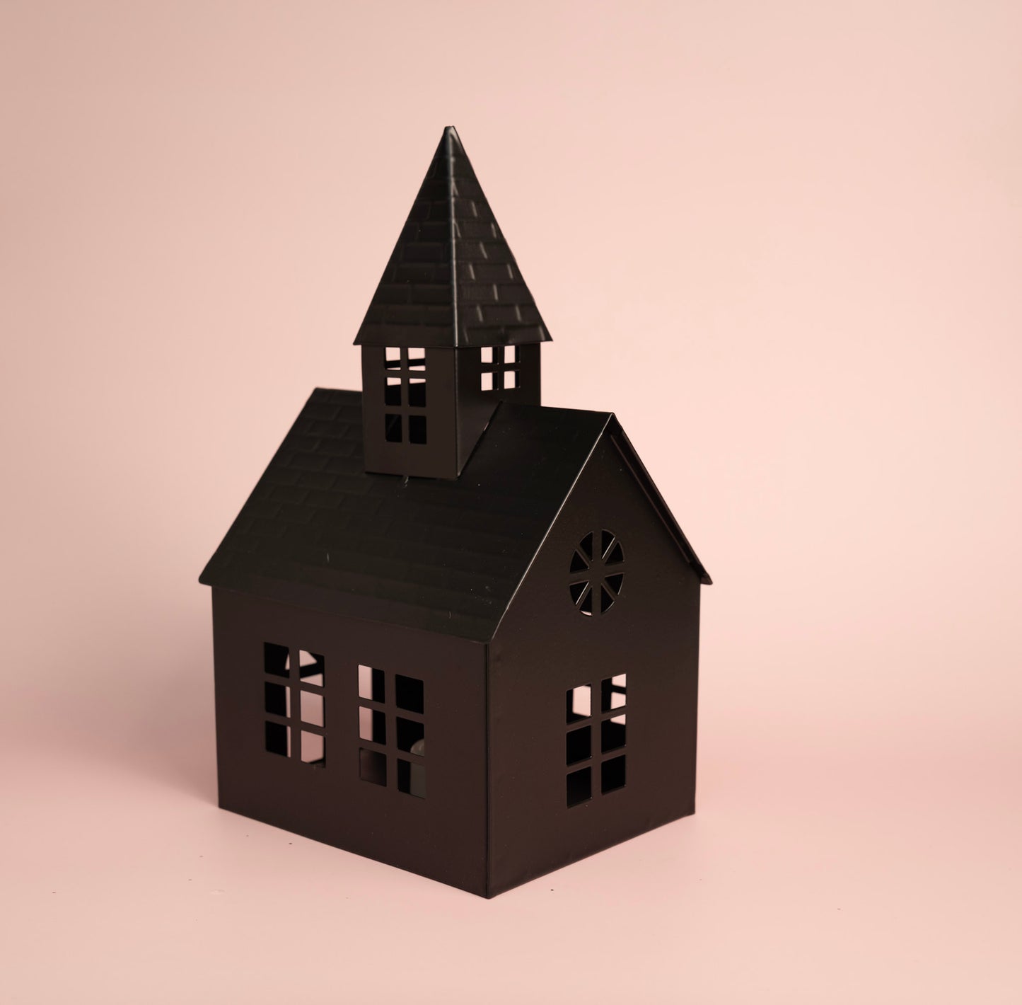 Black Metal Light-Up Church House