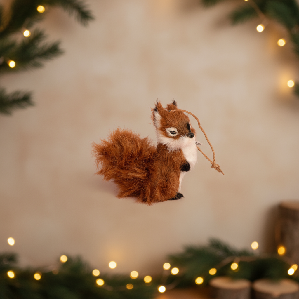 Brown Squirrel Christmas Hanging Ornament