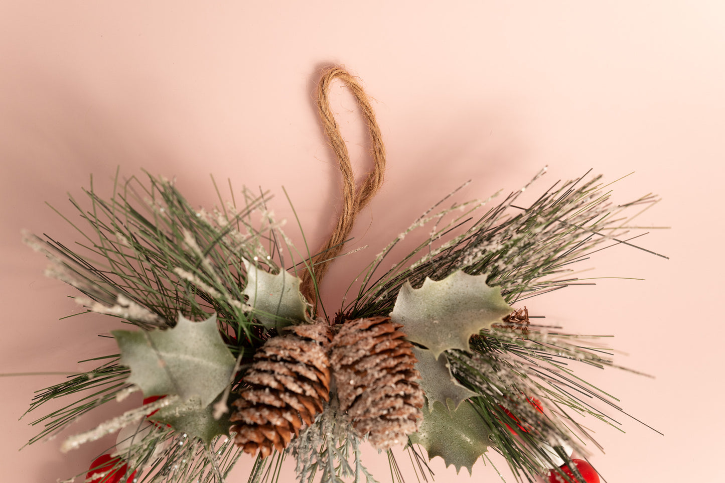 Wood Bead Merry Christmas Wall Decor with Pinecones
