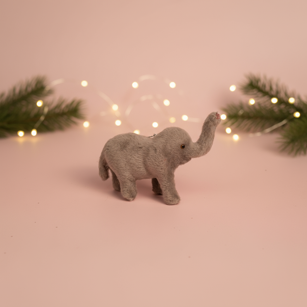 Grey Elephant Christmas Hanging Ornament