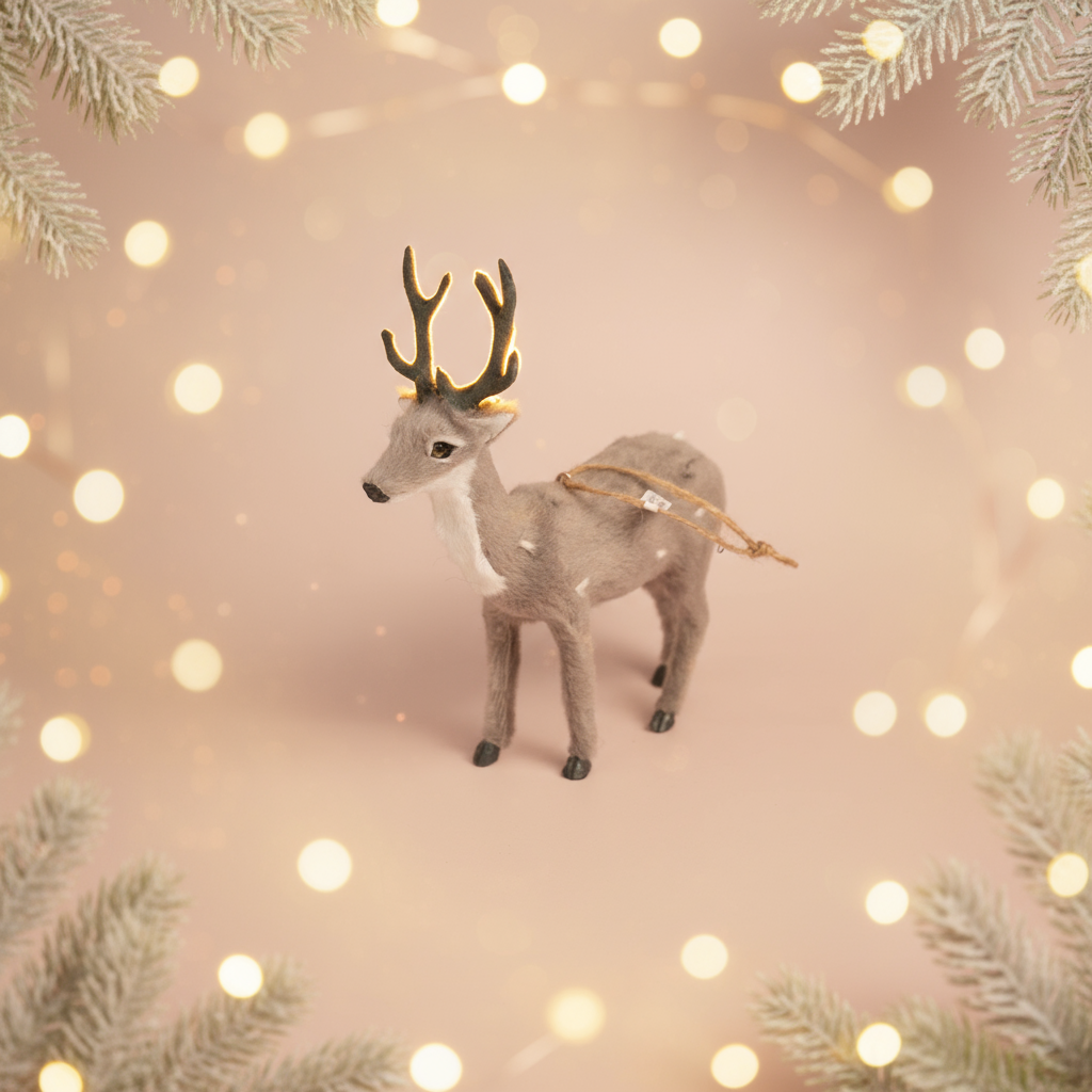 Grey Reindeer Christmas Hanging Ornament