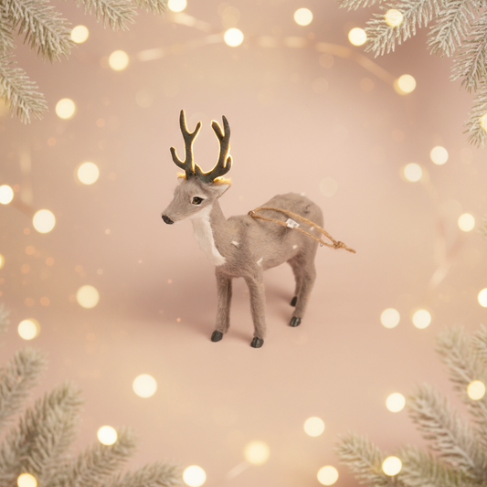 Grey Reindeer Christmas Hanging Ornament