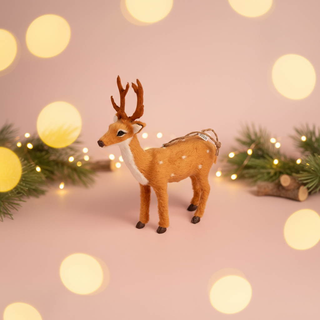Brown Reindeer Christmas Hanging Ornament