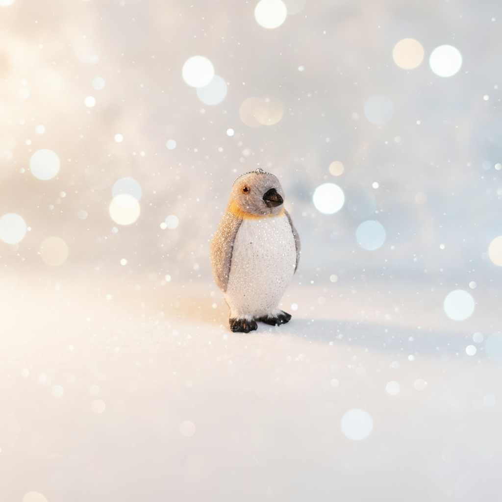 Silver Penguin Christmas Hanging Ornament