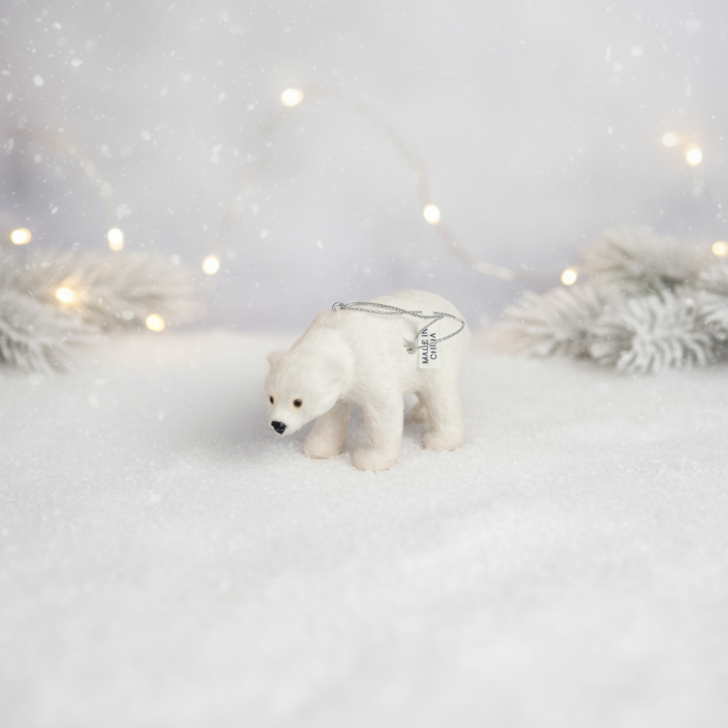 White Bear Christmas Hanging Ornament