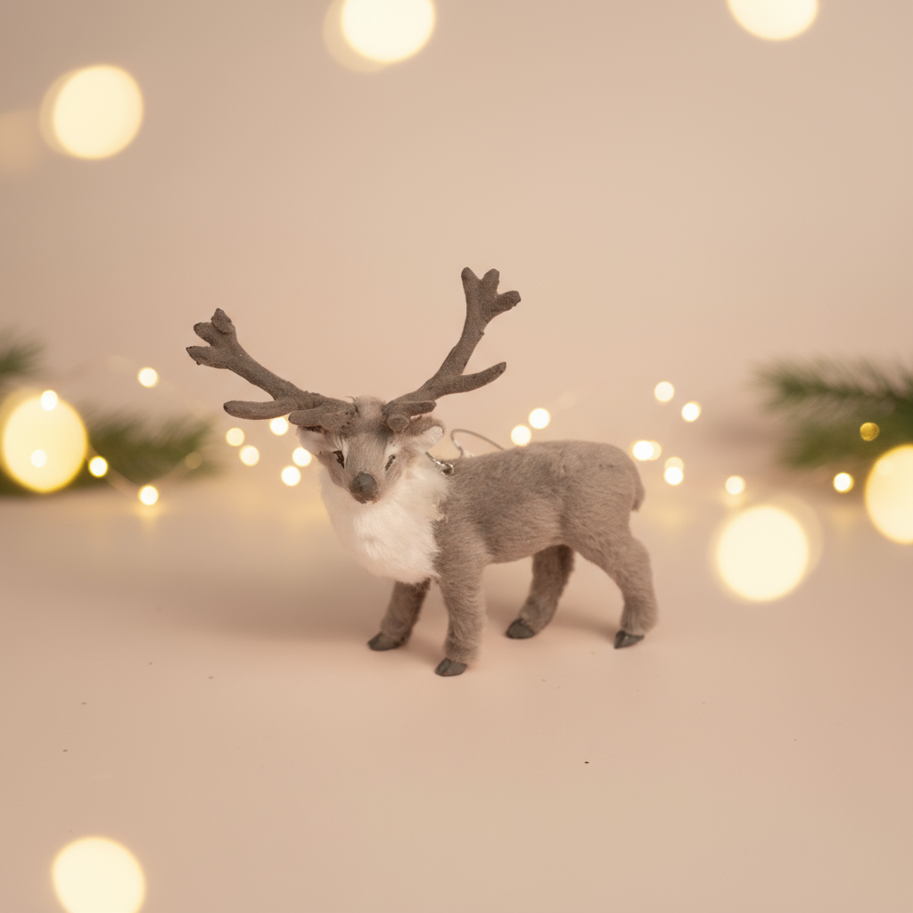Gray Reindeer Christmas Hanging Ornament